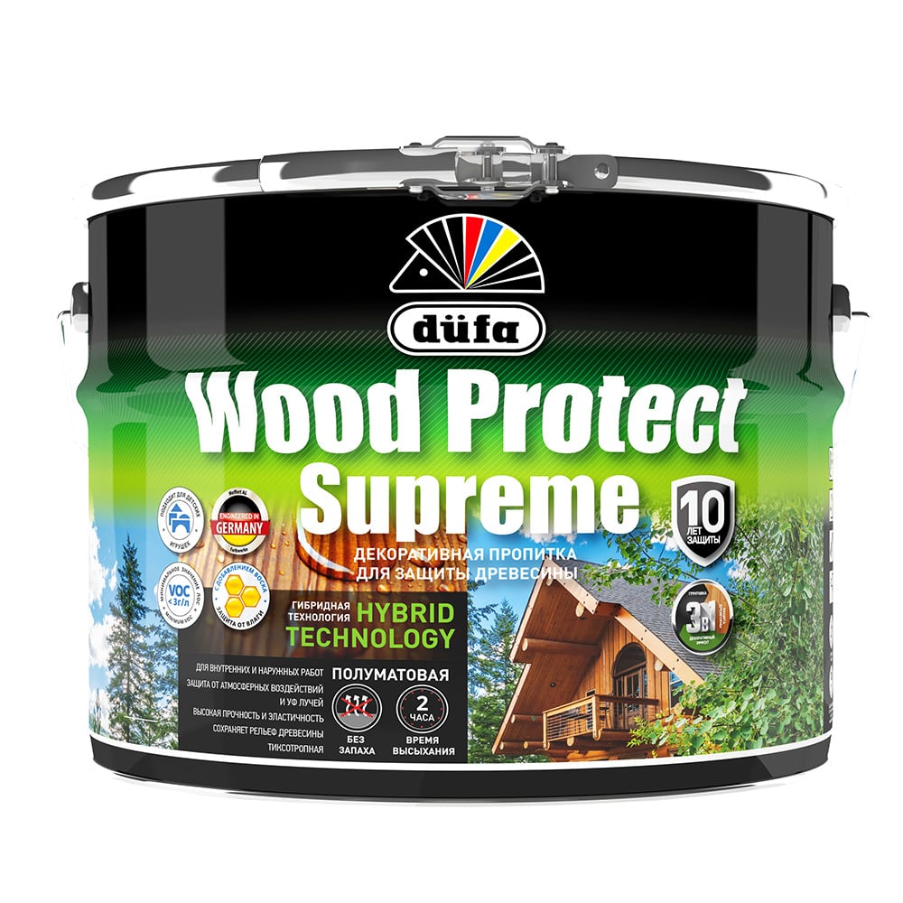 Декоративная пропитка для дерева Dufa Wood Protect Supreme Орех 9 л