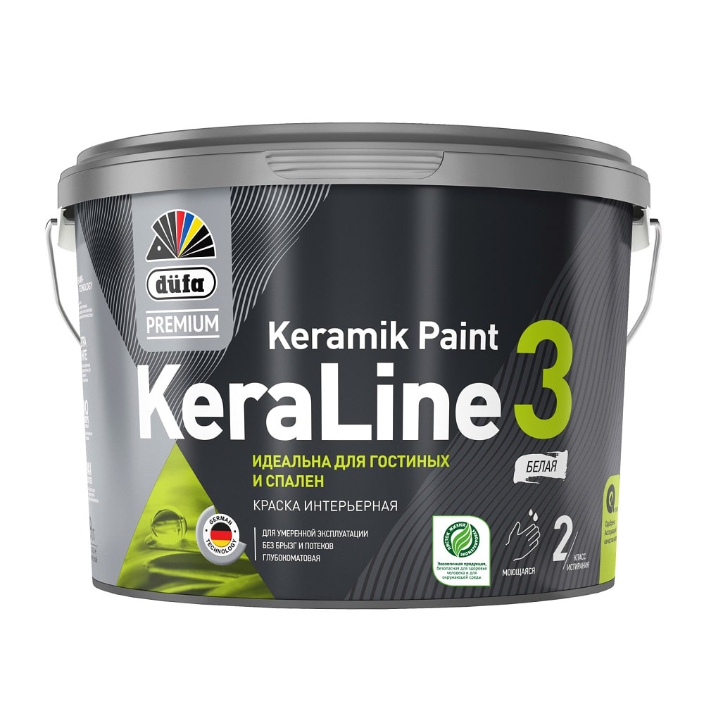 Краска Düfa Premium Keraline 3 глубокоматовая для стен и потолков 2,5 л BW