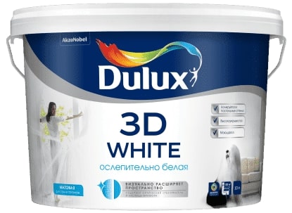 Краска Dulux 3D White Ослепительно белая Бархатистая 9 л