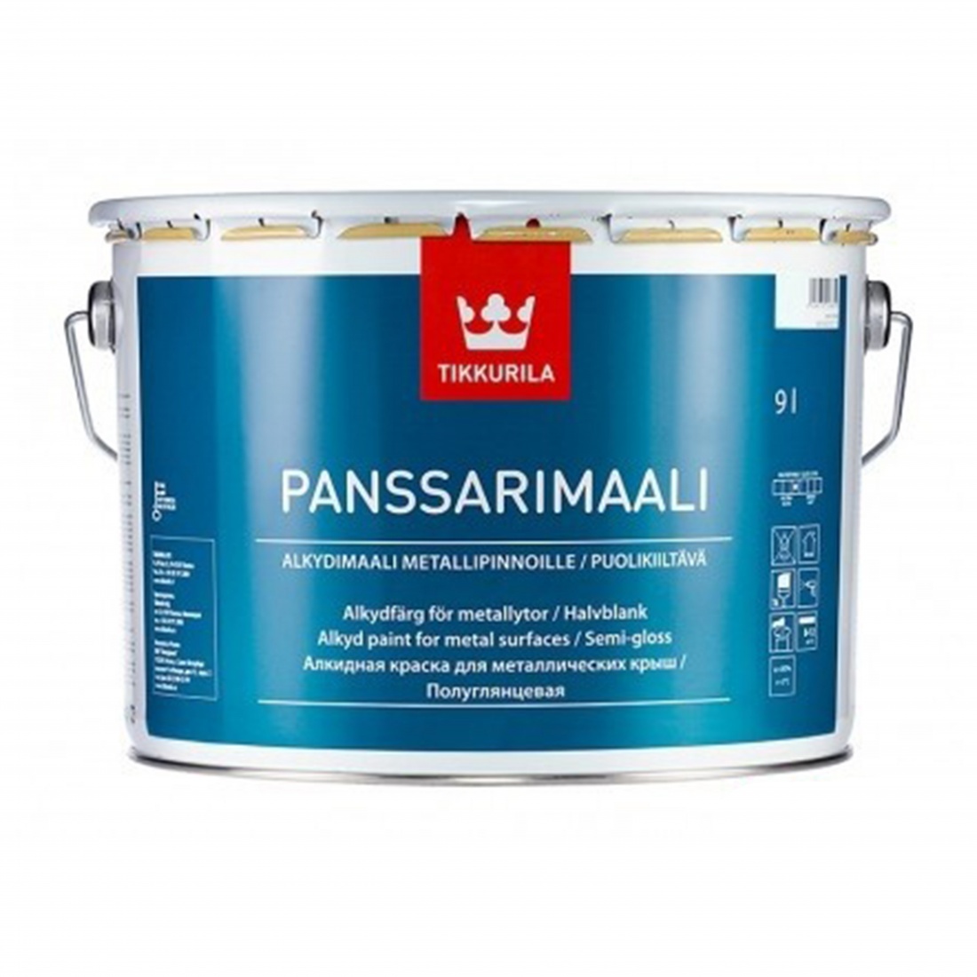 Краска Tikkurila PANSSARIMAALI для металлической кровли полуглянцевая база С 9 л