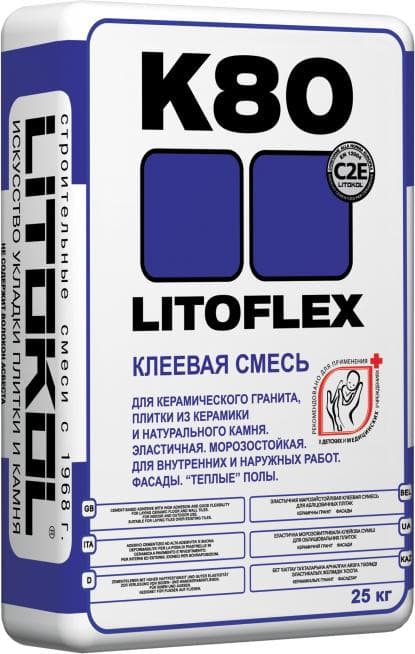 Литокол Литофлекс К80 25 кг клей для плитки
