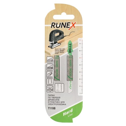 Пилки 75x50 мм 12з/д(древсес,фанера,ДСП,пласт h=4-30mm) T119B 2шт/уп "Runex"