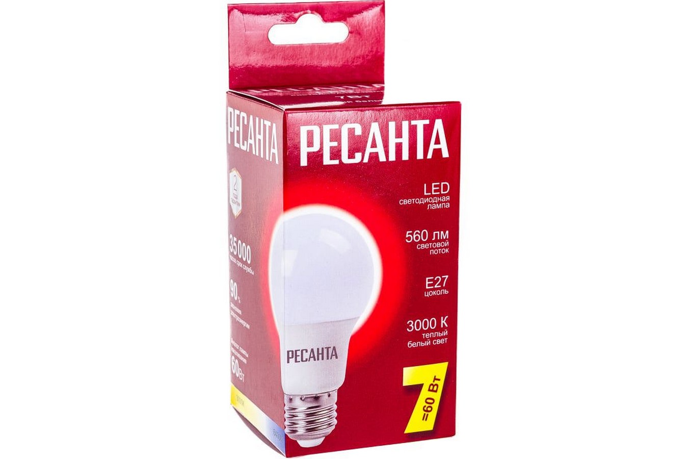 Лампа светодиодная Ресанта LL-R 76/1/11 E27 7Вт 110-250В груша Теплый белый (желтый)
