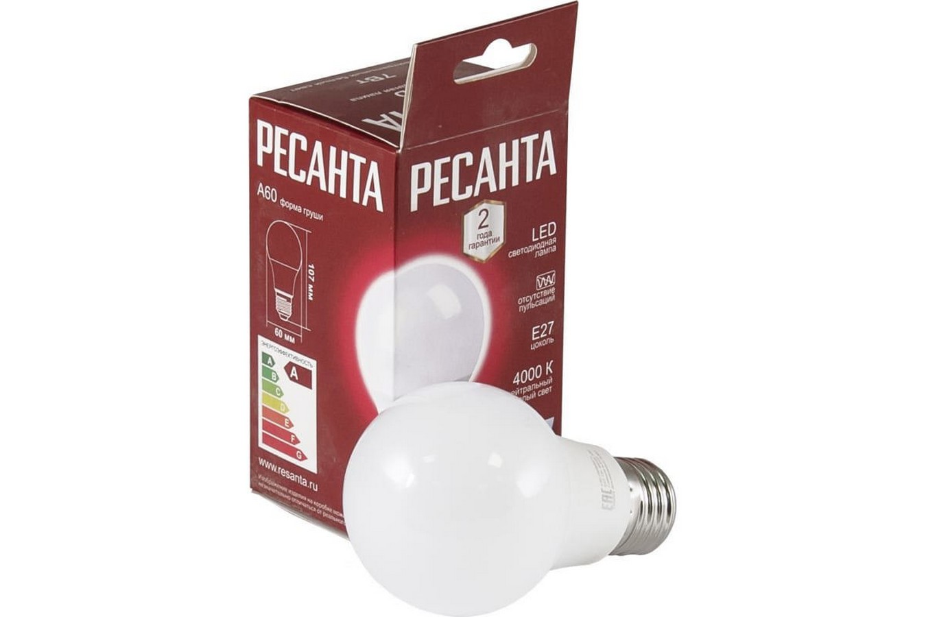 Лампа светодиодная Ресанта LL-R 76/1/16 E27 11Вт 110-250В груша Нейтральный белый