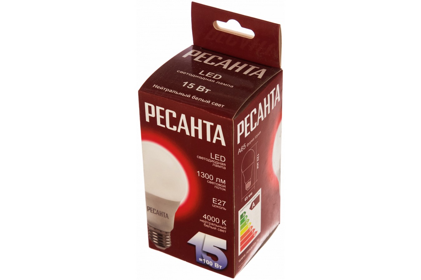 Лампа светодиодная Ресанта LL-R 76/1/20 E27 15Вт 110-250В груша Нейтральный белый
