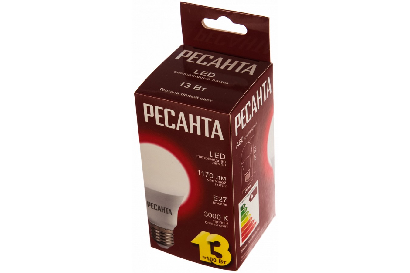 Лампа светодиодная Ресанта LL-R 76/1/17 E27 13Вт 110-250В груша Теплый белый (желтый)