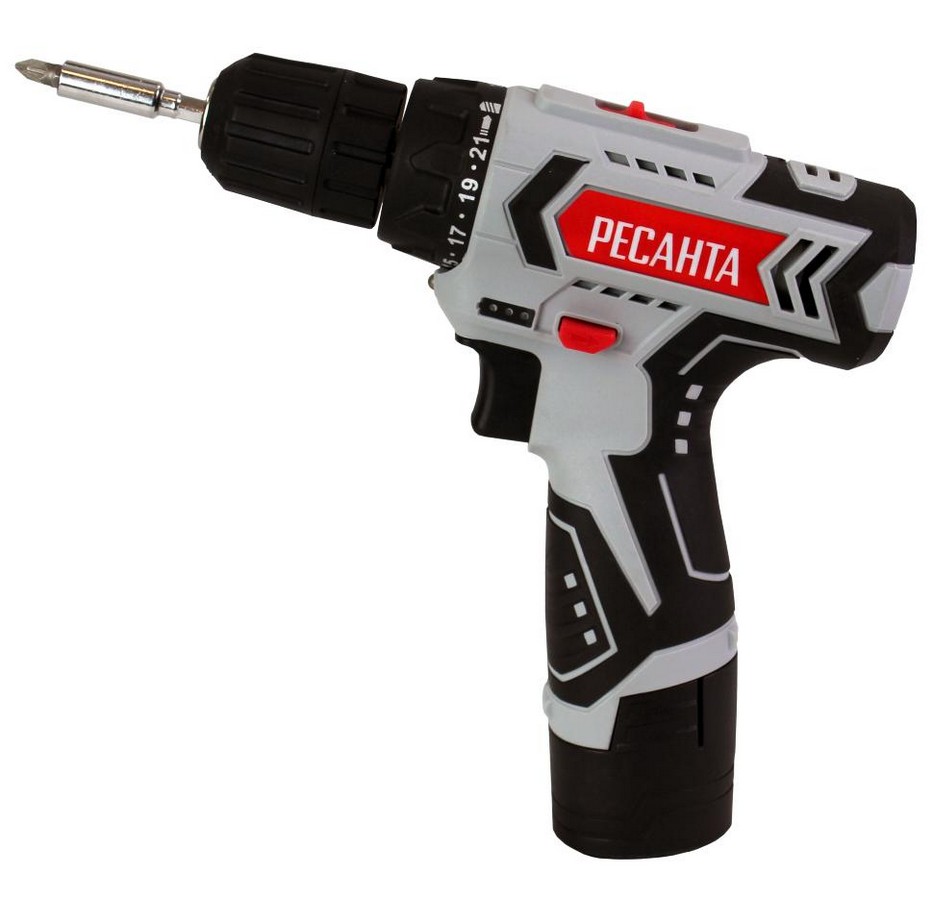 Дрель-шуруповерт аккумуляторная Ресанта ДА-12-2Л, 12 В Li 1x2 Ач