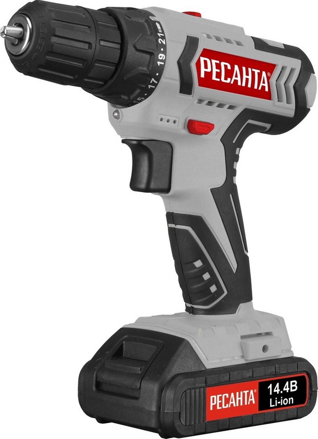 Дрель-шуруповерт аккумуляторная Ресанта ДА-14-2Л, 14.4 В Li 1x2 Ач